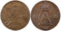 SWEDEN Gustav IV Adolf Copper 1805 1/4 Skilling UNC KM# 564 (21 401)