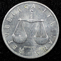 ITALY Aluminum 1951 R 1 Lira scale 1st Year Type UNC KM# 91 (24 174)