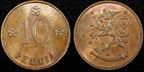 FINLAND Copper 1929 10 Penniä UNC KM# 24 (23 999)