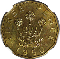 Great Britain George VI PROOF Nickel-Brass 1950 3 Pence NGC PF65 KM# 873 (43)