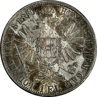 AUSTRIA Franz Joseph I (1848-1916) Silver 1881 Florin aUNC  KM# 2222 (14 815)