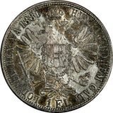 AUSTRIA Franz Joseph I (1848-1916) Silver 1881 Florin aUNC  KM# 2222 (14 815)