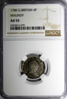 Great Britain George III Silver 1786 4 Pence NGC AU55 Toned KM# 596.1 (079)