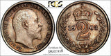 Great Britain Edward VII Silver 1903 2 Pence PCGS PL65 PROOFLIKE TONED KM#796(8)