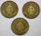 FINLAND  LOT OF 3 COINS Aluminum-Bronze 1931-S 10 Markkaa VF Condition KM# A32
