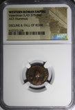 WESTERN ROMAN Valentinian II AD 375-392 AE4 Nummus / Camp Gate NGC (206)