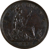 Great Britain Victoria Bronze 1882 H  Farthing Heaton Mint ch.XF KM# 753 (847)