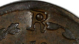 MEXICO Durango Copper 1872 1/4 Real Counterstamp "R" SCARCE KM# 350 (17 721)