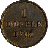 Guernsey Bronze 1903 H 1 Double Heaton Mint,Birmingham Mintage-112,000 KM#10 (3)