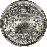 India-British George VI Silver 1943 (B) 1/2 Rupee DOT NGC AU58 KM# 552 (016)