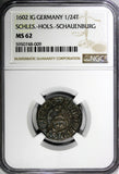 Germany Schles-Hols-Schauenburg Silver 1602 IG 1/24 Thaler NGC MS62 TOP GRADED