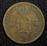 SWEDEN Oscar I (1844-1859) Copper 1852 1/3 Skilling Mintage-489,000 KM# 657 (94)