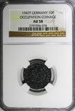 Germany Third Reich 1947 F 10 Reichspfennig NGC AU58 KM# A104 Occupation (078)