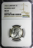 Great Britain George V Silver 1926 1 Shilling NGC MS63 MODIFIED BUST  KM# 829