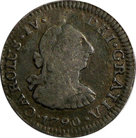 Mexico SPANISH COLONY Charles IV Silver 1790 Mo FM 1/2 Real Light Toned KM#70(9)