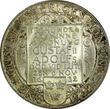 SWEDEN Silver 1932 G 2 Kronor  1 YEAR Death of Gustaf II Adolf  UNC KM# 805 (26)