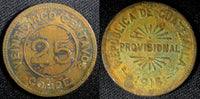 Guatemala Provisional Coinage Copper 1915 25 Centavos KM# 231 (23 327)