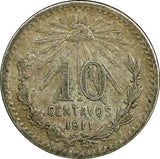 Mexico ESTADOS UNIDOS MEXICANOS Silver 1911 M 10 Centavos KM# 428 (397)
