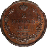 RUSSIA Nicholas I 1828 SPB PATTERN 2 Kopecks NGC MS64 BN TOP GRADED RARE Bit-918