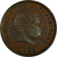 Portugal Carlos I Bronze 1905 5 Reis XF Condition KM# 530 (17 417)