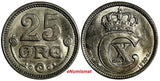 Denmark Christian X Silver 1920 VBP GJ 25 Ore 1st DATE Ch.UNC KM#815.2a (15 017)