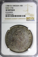 SWEDEN Gustaf III Silver 1780 OL 1 Riksdaler NGC XF DETAILS Dav-1736,KM# 527(41)