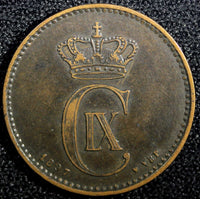 Denmark Christian IX Bronze 1897 VBP 2 Ore  KM# 793.2 (23 776)