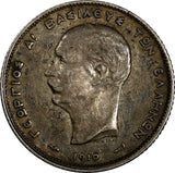 GREECE George I Silver 1910 1 Drachma Monnaie de Paris Choice VF KM# 60 (13 403)