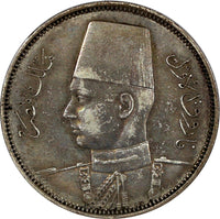 EGYPT Farouk (1936-1952) Silver AH1358 1939 5 Piastres  KM# 366 (20 920)