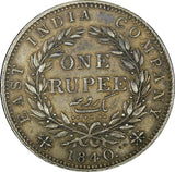 India-British Victoria Silver 1840 1 Rupee Toned XF KM# 457 (22 281)