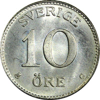 Sweden Gustaf V (1907-1950) Silver 1940 G 10 Öre GEM BU KM# 780 (22 074)