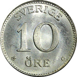 Sweden Gustaf V (1907-1950) Silver 1940 G 10 Öre GEM BU KM# 780 (22 074)