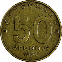 Germany - Democratic Republic (DDR) Aluminum-Bronze 1950 A 50 Pfennig KM# 4 (30)