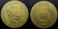 BRAZIL Aluminum-Bronze 1927 1000 Reis KM# 525 (23 061)