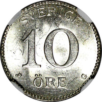 SWEDEN Silver 1934 G 10 Ore NGC UNC DETAILS KM# 780