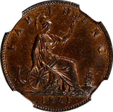 Great Britain Victoria Bronze 1881 Farthing 3 BERRIES NGC MS62 BN KM# 753 (076)