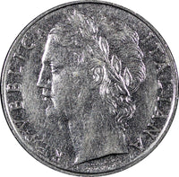 Italy Stainless Steel 1975 R 100 Lire large type 27,8 mm KM# 96.1 (21 465)