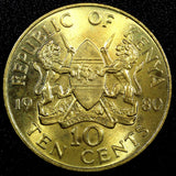 KENYA Daniel Toroitich Arap Moi Nickel-Brass 1980 10 Cents UNC KM# 18  (24 125)