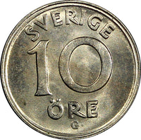 Sweden Gustaf V (1907-1950) Nickel-Bronze 1940 G 10 Öre UNC KM# 795 (22 076)