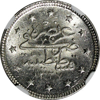 Turkey Mehmed V Silver AH1327//3 (1911) 2 Kurush NGC MS64 Toned KM# 749 (038)