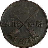 Sweden Adolf Fredrik Copper 1761 2 Öre SM Mintage-422,000 33,7mm KM# 461 (175)