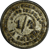 GUATEMALA TOKEN 1895 Zinc 1/4 Reales La Rochela HAMBURGUESA 26mm 3,92g.