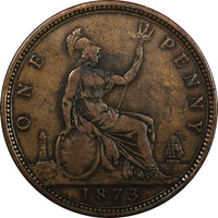 Great Britain Victoria (1837-1901) 1873 1 Penny Toned KM# 749.2 (20 574)