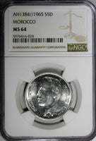 Morocco Hassan II Silver AH1384//1965 5 Dirhams 29mm NGC MS64 Y# 57 (24)