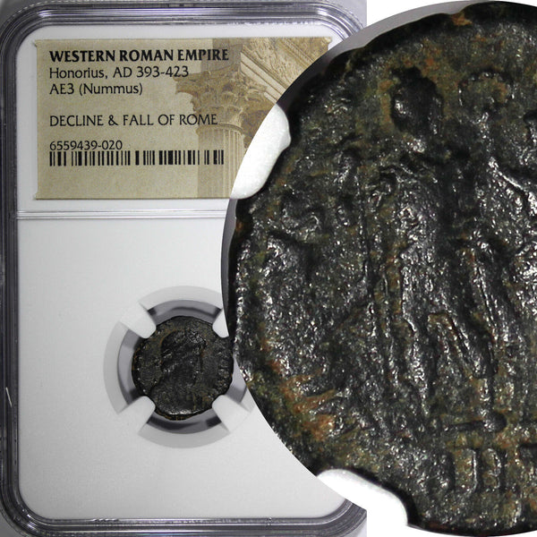 WESTERN ROMAN Honorius AD 393-423 AE3 Nummus /Rev. Crowned by Victory  NGC (020)