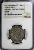 Germany Saxe-Meissen Friedrich & Wilhelm (1451-56) 1 GROSCHEN NGC AU53 (019)