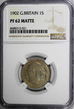Great Britain Edward VII Silver Matte Proof 1902 1 Shilling NGC PF62 MATTE KM800