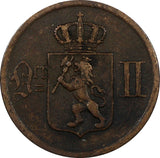 NORWAY Oscar II Bronze 1891 2 Ore Lion  KM# 353 (20 844)