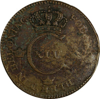 Sweden Carl XIV Johan Copper 1829 1 Skilling Mintage-344,000 33.67mm KM# 597(95)