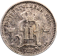 Sweden Oscar II Silver 1874 ST  25 Ore VF Condition KM# 738 ( 9118 )